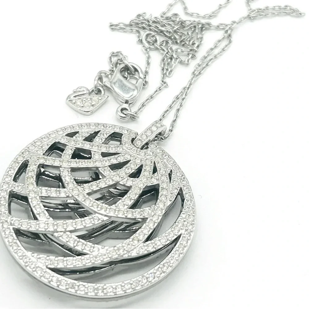 Swarovski Crystal Dual Sided Pave Pendant Necklace